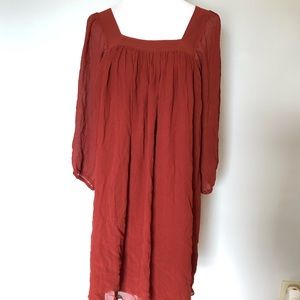 Massimo Dutti Terracotta Red Chiffon Flowy Dress